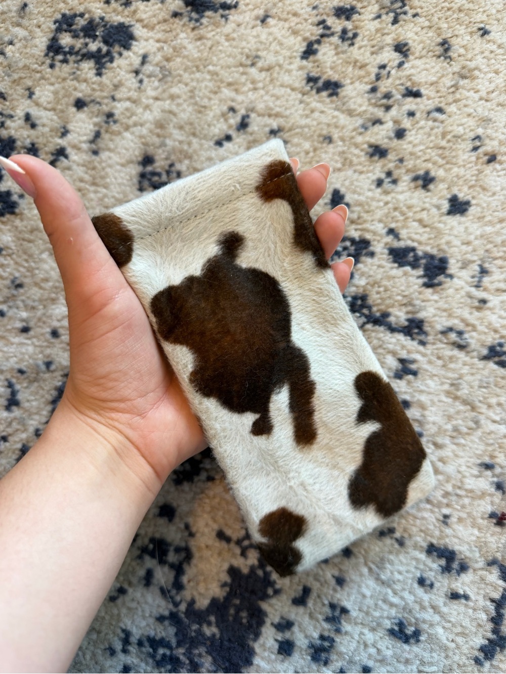 Faux Fur Cow Print Eyeglasses soft case - Brown & Cream